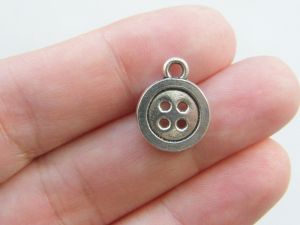 8 Button charms antique silver tone P518