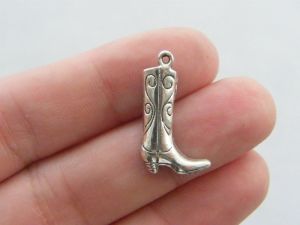 8 Cowboy boot charms antique silver tone CA169