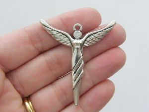 2 Angel charms antique silver tone AW83