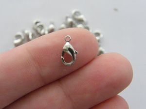 50 Lobster clasps 10mm silver  LC19