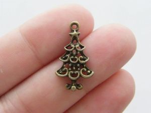 20 Christmas tree charms antique bronze tone CT327