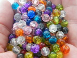 200 Mixed crackle 6mm glass beads B145