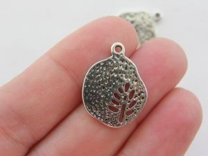 12 Tree charms antique silver tone T54