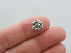 12 Snowflake spacer beads tibetan silver SF17