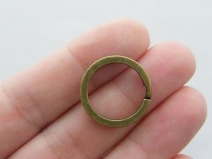 BULK 100 Key rings 20 x 2mm bronze tone FS376 - SALE 50% OFF