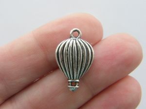 6 Hot air balloon charms antique silver tone TT34