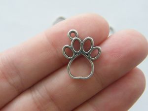 10  Paw  charms antique silver tone A474