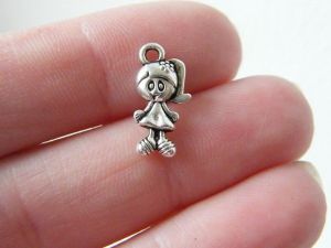 12 Girl charms antique silver tone P89