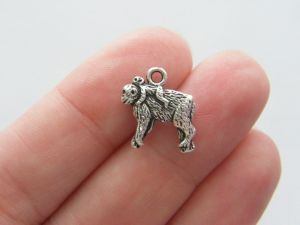 10 Monkey charms antique silver tone A214