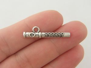 8 Flute charms antique silver tone MN54
