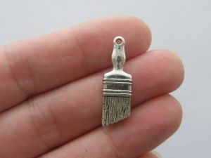 8 Paintbrush charms antique silver tone P554