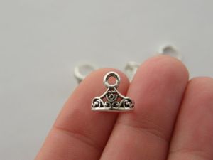 12 Crown charms antique silver tone CA7