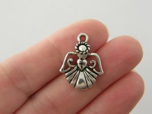 8 Angel charms antique silver tone AW96