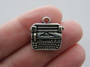 4 Typewriter charms antique silver tone P452