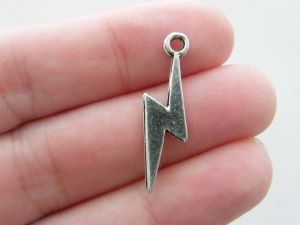 8 Lightning bolt charms antique silver tone S85