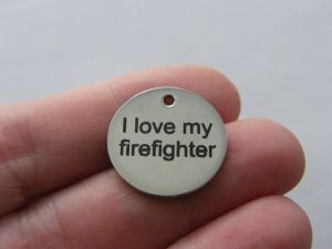 1 I love my firefighter tag charm 20 x 1mm  stainless steel TAG9-1