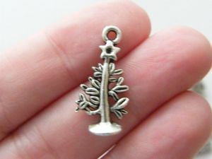 14 Christmas tree charms antique silver tone CT17