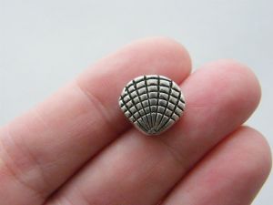 10 Shell spacer beads antique silver tone FF239