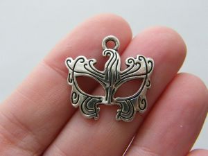 8 Mask charms antique silver tone CA77