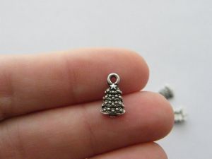 BULK 50 Christmas tree charms antique silver tone CT21 - SALE 50% OFF