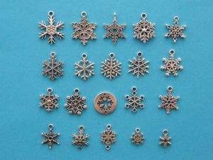 The Ultimate Snowflake Charms  Collection - 20 different antique silver tone charms