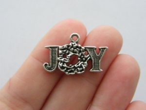BULK 30 Joy charms  antique silver tone CT105