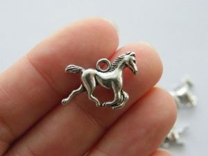 BULK 50 Horse charms antique silver tone A589