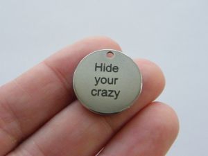 1 Hide your crazy charm 20mm  stainless steel TAG9-3