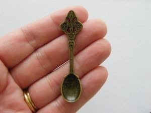4 Spoon  pendants antique bronze tone FD339