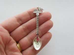 2 Spoon pendants antique silver tone FD193