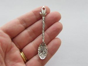 2 Spoon pendants antique silver tone FD192