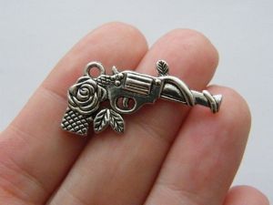 5 Gun charms antique silver tone G5