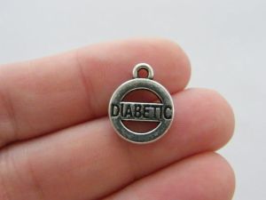 4 Diabetic charms antique silver tone MD49