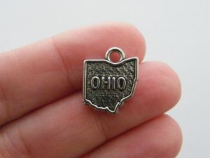 8 Ohio charms antique silver tone WT156