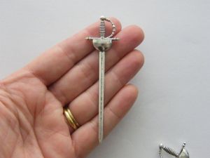 BULK 10 Sword pendants antique silver tone SW43 - SALE 50% OFF