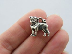 6 Dog charms antique silver tone A799
