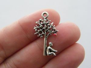 8 Tree charms antique silver tone T67  - SALE 50% OFF