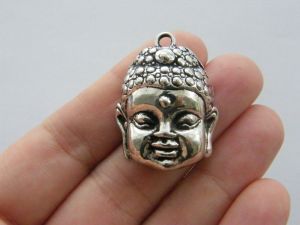 2 Buddha charms antique silver tone R53
