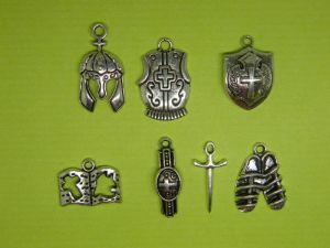 The Armor of God Collection - 7 antique silver tone charms