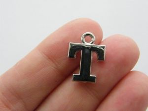 10 Letter T Greek charms rhodium plated M494