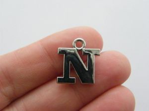 8 Letter N Greek charms rhodium plated M491