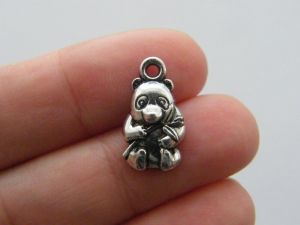 8 Panda charms antique silver tone A1109