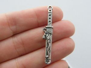 10 Sword charms antique silver tone SW55