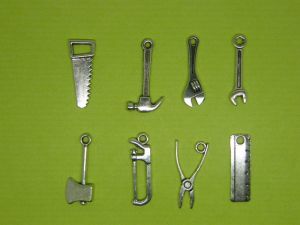 The Tool Charm Collection -8 different antique silver tone charms