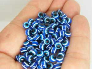 100 Evil eye blue 4mm bead I78