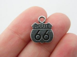 4 Route 66 sign charms antique silver tone P297