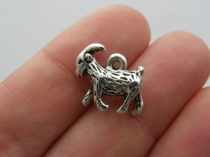4 Goat charms antique silver tone A155
