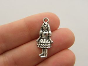 10 Girl charms antique silver tone P328