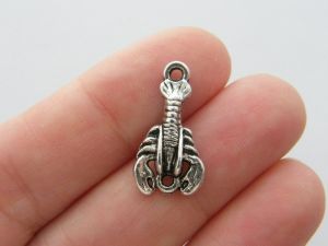 8 Lobster connector charms antique silver tone FF280