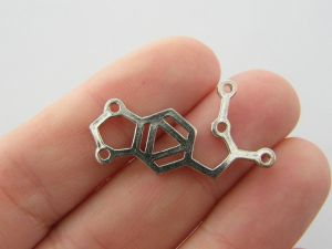 6 MDMA molecule connector charms silver tone MD60